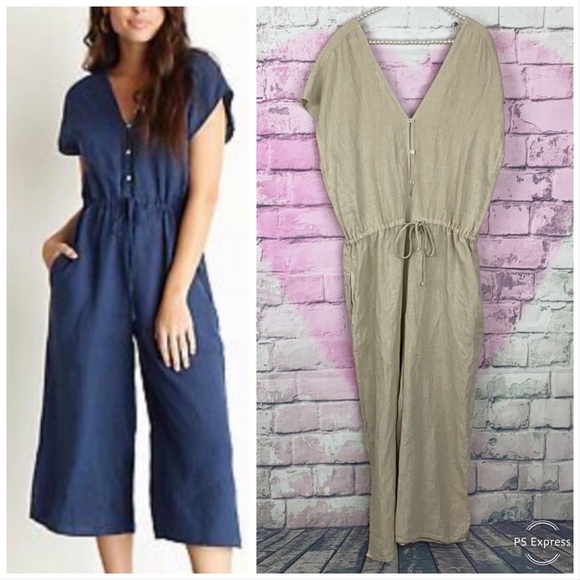 Anthropologie Pants - Anthropologie Cloth & Stone 100% Linen jumpsuit L